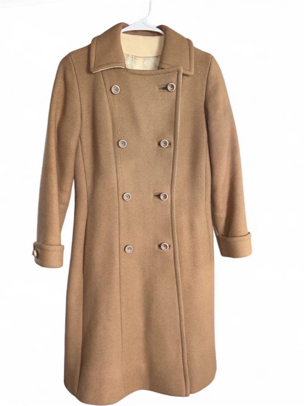 Classic Women's Double-Breasted Camel Coat